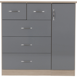 Seconique Nevada 5 Drawer Grey and Light Oak Low Wardrobe - Size: Single Door, 5 Drawer - Wilko - thumbnail 3