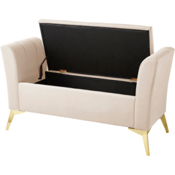 GFW Pettine Natural Plush Velvet Ottoman Storage Bench - Size: 67 x 121 x 45cm - Cream - Wilko - thumbnail 5