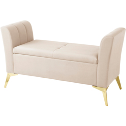 GFW Pettine Natural Plush Velvet Ottoman Storage Bench - Size: 67 x 121 x 45cm - Cream - Wilko - thumbnail 3