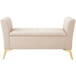GFW Pettine Natural Plush Velvet Ottoman Storage Bench - Size: 67 x 121 x 45cm - Cream - Wilko - thumbnail 4