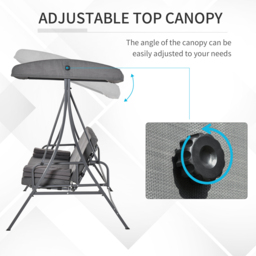 Outsunny 3 Seater 2 in 1 Grey Swing Chair with Canopy - Wilko - thumbnail 6