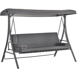 Outsunny 3 Seater 2 in 1 Grey Swing Chair with Canopy - Wilko - thumbnail 3
