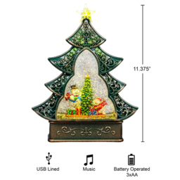 Shatchi Xmas Scene Musical Glittering Swirling Water Globe Lantern Christmas Decoration - Size: 0.14 x 28 x 15cm - Green - Wilko - thumbnail 5