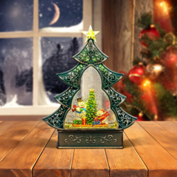 Shatchi Xmas Scene Musical Glittering Swirling Water Globe Lantern Christmas Decoration - Size: 0.14 x 28 x 15cm - Green - Wilko - thumbnail 3