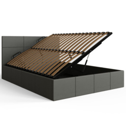 GFW King Size Grey Faux Leather Side Lift Ottoman Bed with Bonnell Mattress - Wilko - thumbnail 5
