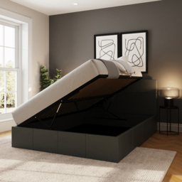 GFW King Size Grey Faux Leather Side Lift Ottoman Bed with Bonnell Mattress - Wilko - thumbnail 7
