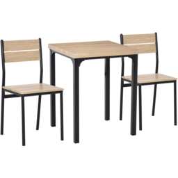 Portland 2 Seater Wooden Dining Set Black and Natural - Brown - Wilko - thumbnail 3