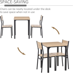Portland 2 Seater Wooden Dining Set Black and Natural - Brown - Wilko - thumbnail 6