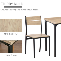 Portland 2 Seater Wooden Dining Set Black and Natural - Brown - Wilko - thumbnail 7