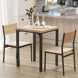 Portland 2 Seater Wooden Dining Set Black and Natural - Brown - Wilko