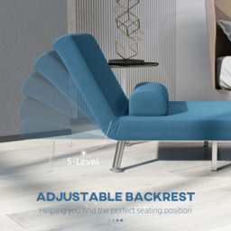 HOMCOM Single Blue Velvet Chair Bed with Adjustable Backrest - Wilko - thumbnail 7