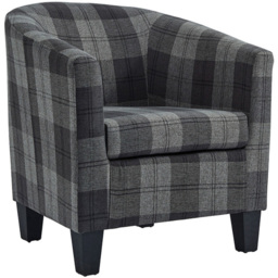 Home Detail Canberra Grey Tartan Tub Chair - Size: Single - Wilko - thumbnail 3