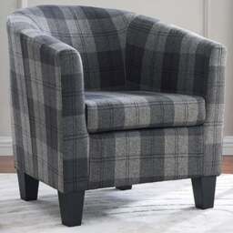 Home Detail Canberra Grey Tartan Tub Chair - Size: Single - Wilko - thumbnail 1