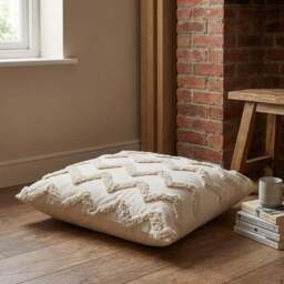 Kimana Tufted Floor Cushion - Natural - Size: 80 x 80cm - Wilko - thumbnail 7