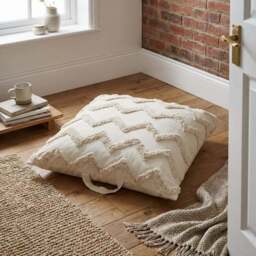 Kimana Tufted Floor Cushion - Natural - Size: 80 x 80cm - Wilko - thumbnail 5