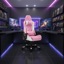 Furniture Online Pro Gt Pink Faux Leather Reclining Gaming Chair - Size: 128 x 67 x 53cm - Wilko - thumbnail 7