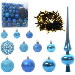 vidaXL Pre-Lit Warm White LED and Blue Baubles Green Artificial Christmas Tree with Stand 5.9ft - Wilko - thumbnail 5