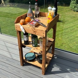 Charles Taylor Deluxe Davenport 3 Shelf Utility BBQ Table - Size: 90 x 84 x 50cm - Brown - Wilko - thumbnail 6