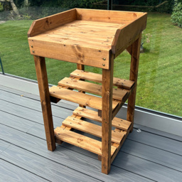 Charles Taylor Deluxe Davenport 3 Shelf Utility BBQ Table - Size: 90 x 84 x 50cm - Brown - Wilko - thumbnail 3
