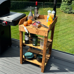 Charles Taylor Deluxe Davenport 3 Shelf Utility BBQ Table - Size: 90 x 84 x 50cm - Brown - Wilko - thumbnail 7