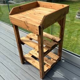 Charles Taylor Deluxe Davenport 3 Shelf Utility BBQ Table - Size: 90 x 84 x 50cm - Brown - Wilko - thumbnail 4