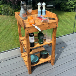 Charles Taylor Deluxe Davenport 3 Shelf Utility BBQ Table - Size: 90 x 84 x 50cm - Brown - Wilko - thumbnail 5