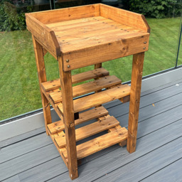Charles Taylor Deluxe Davenport 3 Shelf Utility BBQ Table - Size: 90 x 84 x 50cm - Brown - Wilko