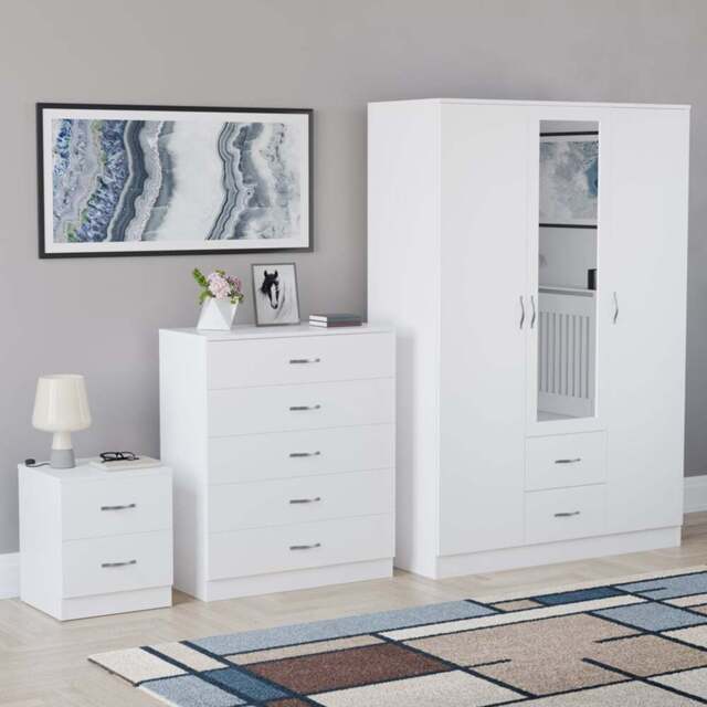 Vida Designs Riano White 3 Piece Bedroom Furniture Set - Wilko - image 1
