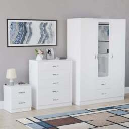 VIDA DESIGNS Riano White 3 Piece Bedroom Furniture Set - Wilko