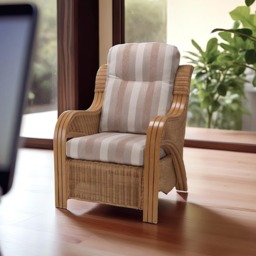 Desser Furniture Opera Light Oak Natural Rattan Duke Beige Stripe Armchair - Size: Single - Brown - Wilko - thumbnail 5