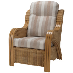 Desser Furniture Opera Light Oak Natural Rattan Duke Beige Stripe Armchair - Size: Single - Brown - Wilko - thumbnail 3