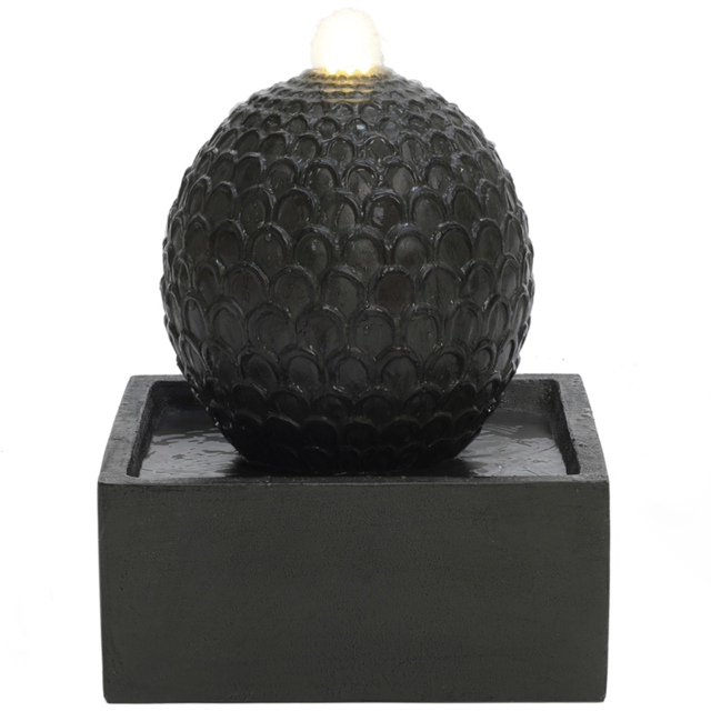 Charles Bentley Arno Dark Grey Stone Effect Cascading Water Feature with LEDs - Size: 36 x 31 x 31cm - Wilko - image 1