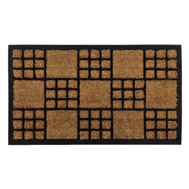 JVL Comfort Chequered Tuffscrape Door Mat 40x70cm - Size: 40 x 70cm - Brown - JVL Homewares - Wilko - image 1