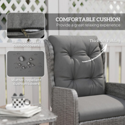 Outsunny 2 Seater Light Grey PE Rattan Recliner Garden Lounge Set with Footstool - Wilko - thumbnail 6