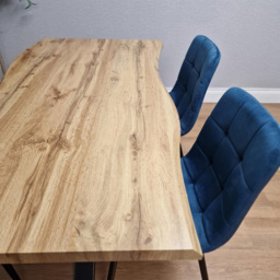 Portland 4 Seater Velvet Tufted Wooden Tabletop Dining Set Blue - Wilko - thumbnail 3