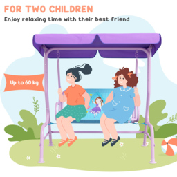 Outsunny Kids Fairy Steel Swing Chair 39cm - Size: 2 Seater - Blue - Wilko - thumbnail 5