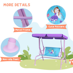 Outsunny Kids Fairy Steel Swing Chair 39cm - Size: 2 Seater - Blue - Wilko - thumbnail 7