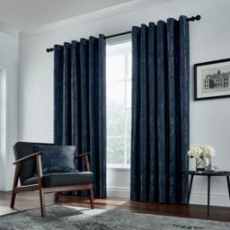 Helena Springfield Roma Lined Navy Eyelet Curtains 168 x 183cm - Size: W 168 x D 183cm - Wilko - thumbnail 5