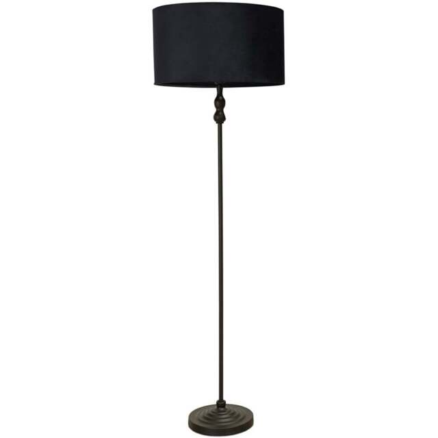 ValueLights Maggie Black Velvet Shade Black Metal Candlestick Floor Lamp - Size: 151 x 45 x 45cm - Wilko - image 1