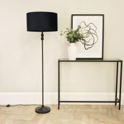 ValueLights Maggie Black Velvet Shade Black Metal Candlestick Floor Lamp - Size: 151 x 45 x 45cm - Wilko - thumbnail 4