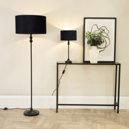 ValueLights Maggie Black Velvet Shade Black Metal Candlestick Floor Lamp - Size: 151 x 45 x 45cm - Wilko - thumbnail 6