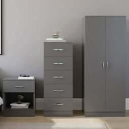 VIDA DESIGNS Riano Grey 3 Piece Bedroom Furniture Set - Wilko