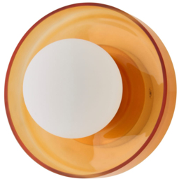ValueLights Newbury Amber Glass Shade Flush Wall Light with Bulb 2 Pack - Size: 13.5 x 25 x 25cm - Wilko