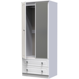 Crowndale Pembroke 2 Door 2 Drawer Matt White Mirror Wardrobe Ready Assembled - White Matt - Wilko - thumbnail 7