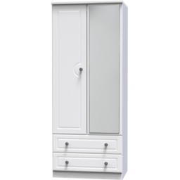 Crowndale Pembroke 2 Door 2 Drawer Matt White Mirror Wardrobe Ready Assembled - White Matt - Wilko - thumbnail 5