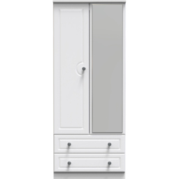Crowndale Pembroke 2 Door 2 Drawer Matt White Mirror Wardrobe Ready Assembled - White Matt - Wilko - thumbnail 3