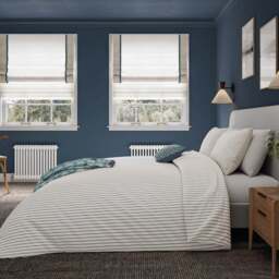 Helena Springfield Ticking Stripe Super King Size Blue and Teal Duvet Set - Blue / Teal - Wilko