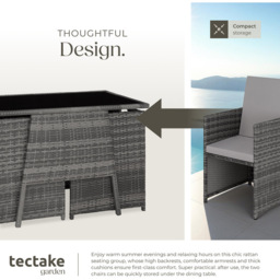tectake Lausanne 2 Seater Rattan Garden Bistro Set Grey - Wilko - thumbnail 5