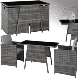 tectake Lausanne 2 Seater Rattan Garden Bistro Set Grey - Wilko - thumbnail 3