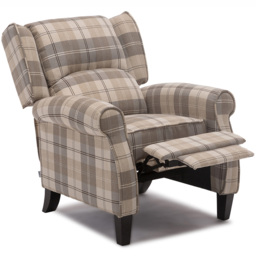 Furniture Online Eaton Beige Wing Back Checkered Recliner Chair - Size: 102 x 79.5 x 88cm - Wilko - thumbnail 6